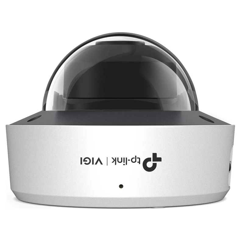 Dezelfde dome van achteren; het logo tp-link VIGI staat op zijn kop op de achterzijde