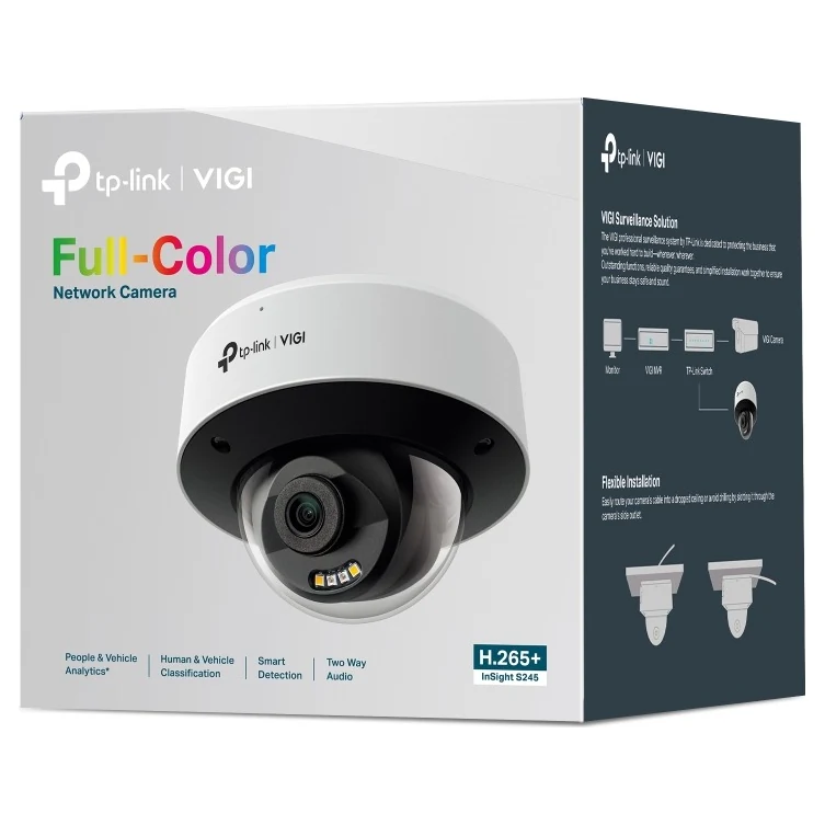 Verpakking: doos met Full-Color Network Camera, H.265+ en InSight S245