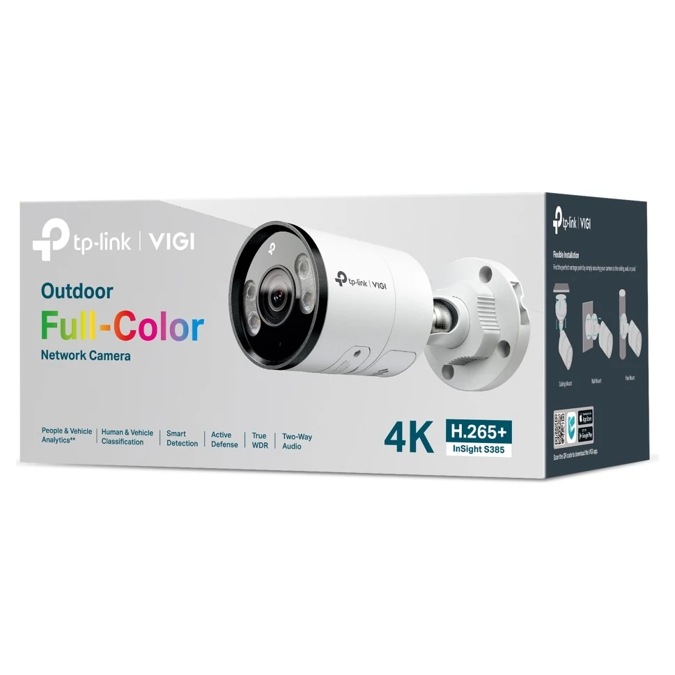 Verpakking: doos met Outdoor Full-Color Network Camera, 4K, H.265+ en InSight S385