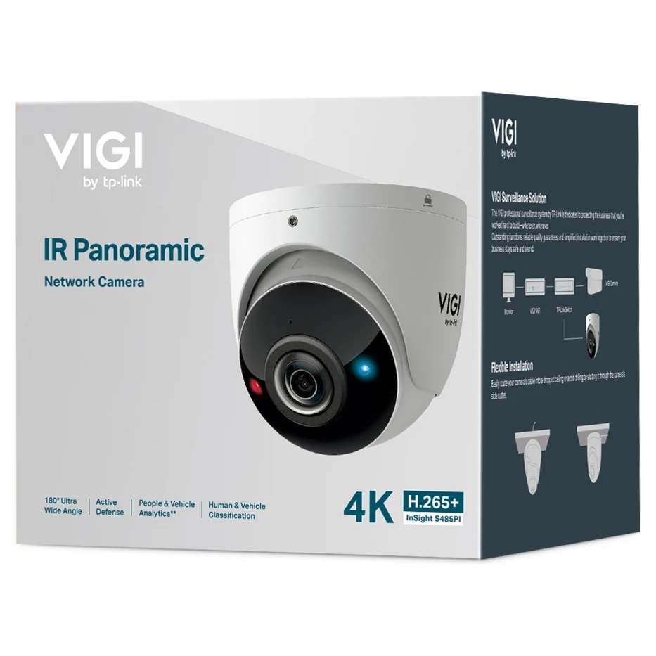 Verpakking: doos met IR Panoramic Network Camera, 180 graden, 4K, H.265+ en InSight S485PI