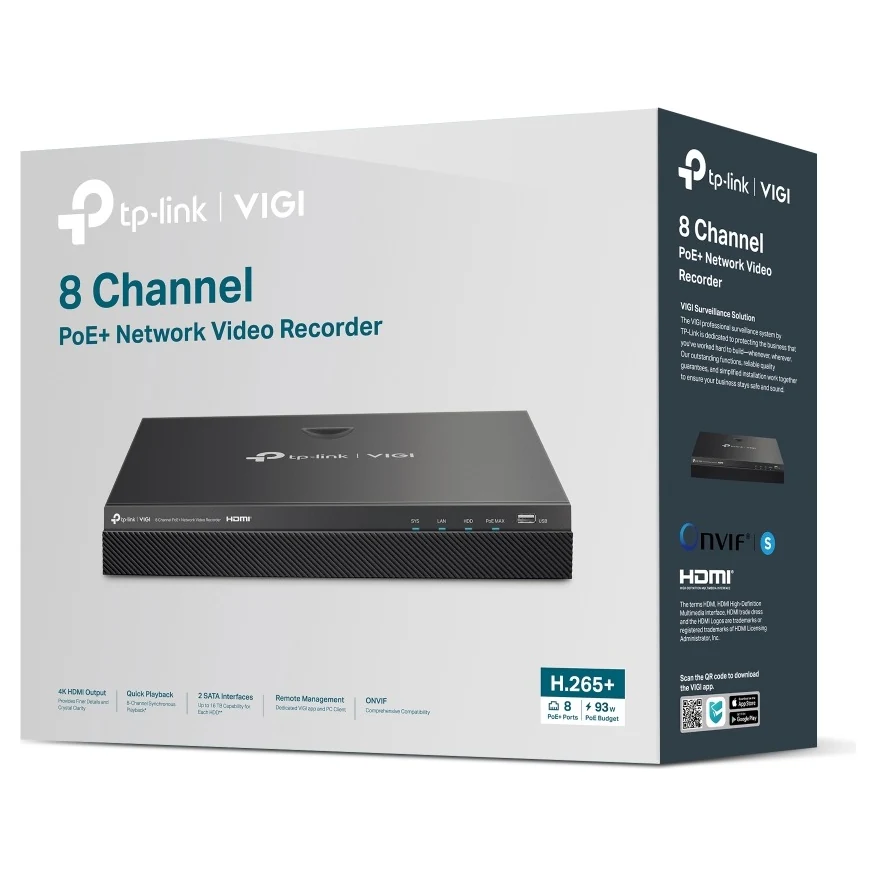 Verpakking: doos met 8 Channel PoE+ Network Video Recorder