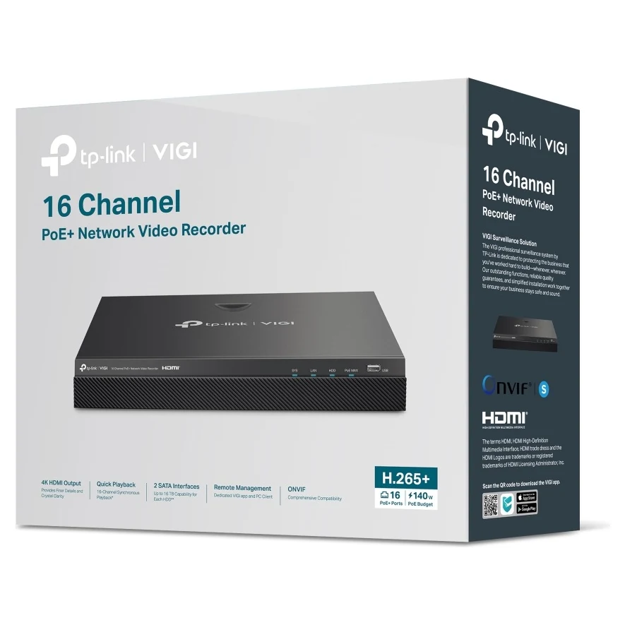 Verpakking: doos met 16 Channel PoE+ Network Video Recorder